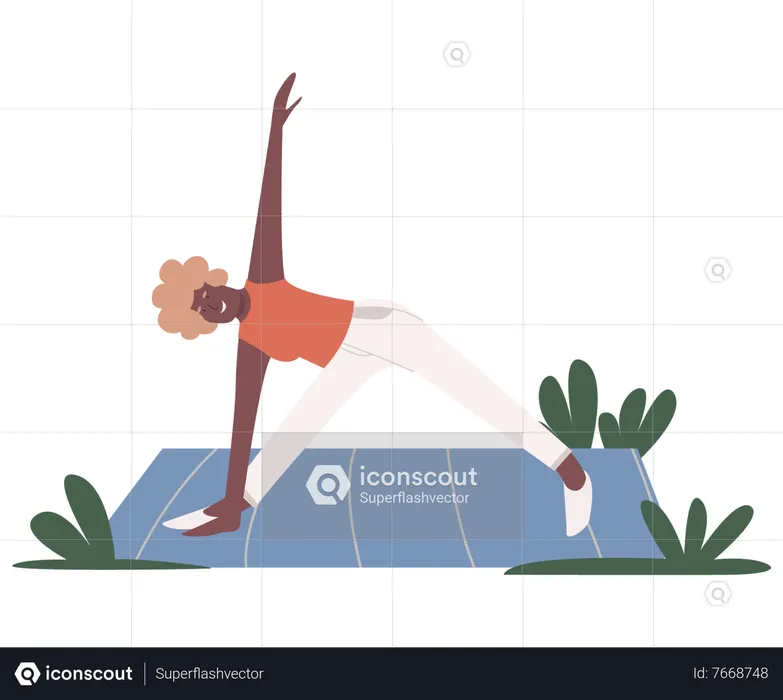 Old aged woman doing yoga  Illustration