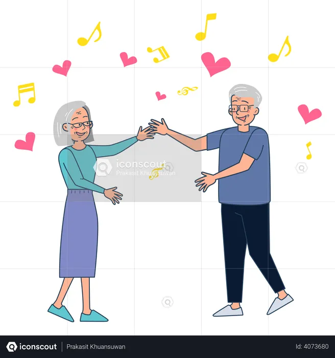 Old Couple dancing  Illustration