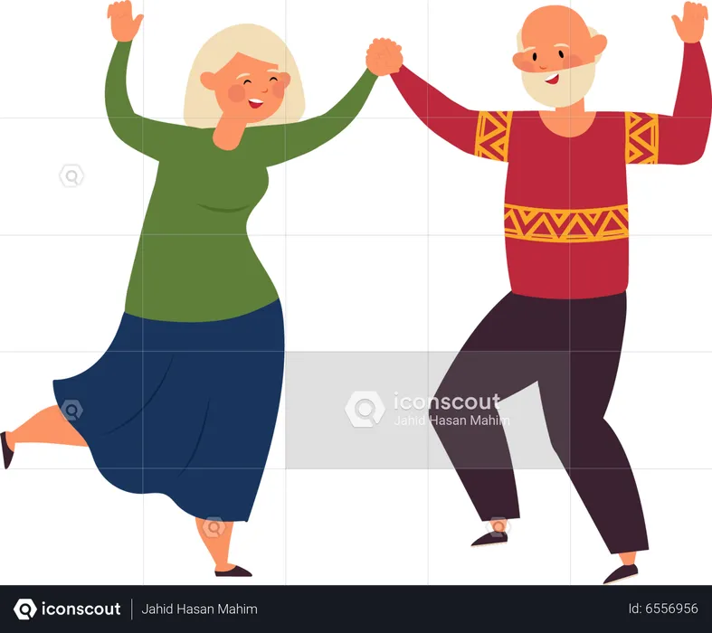 Old Couple Dancing  Illustration