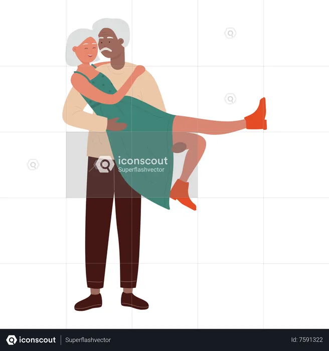 Old Couple doing dance  Illustration