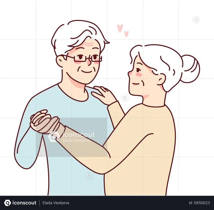 Old couple doing romantic dance  Illustration