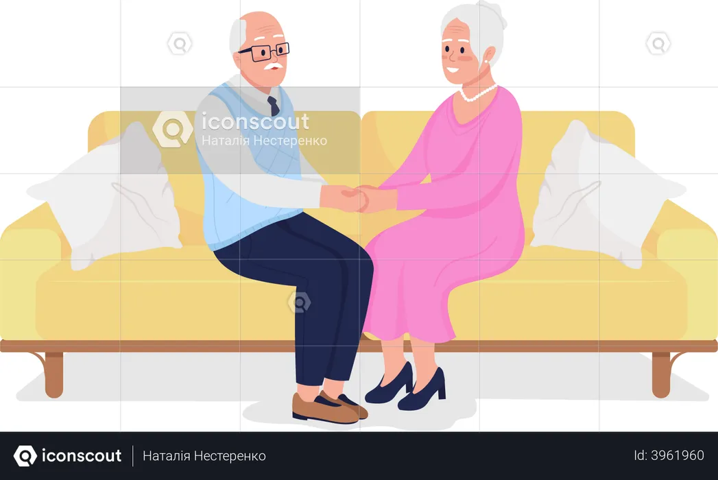 Old couple on date  Illustration
