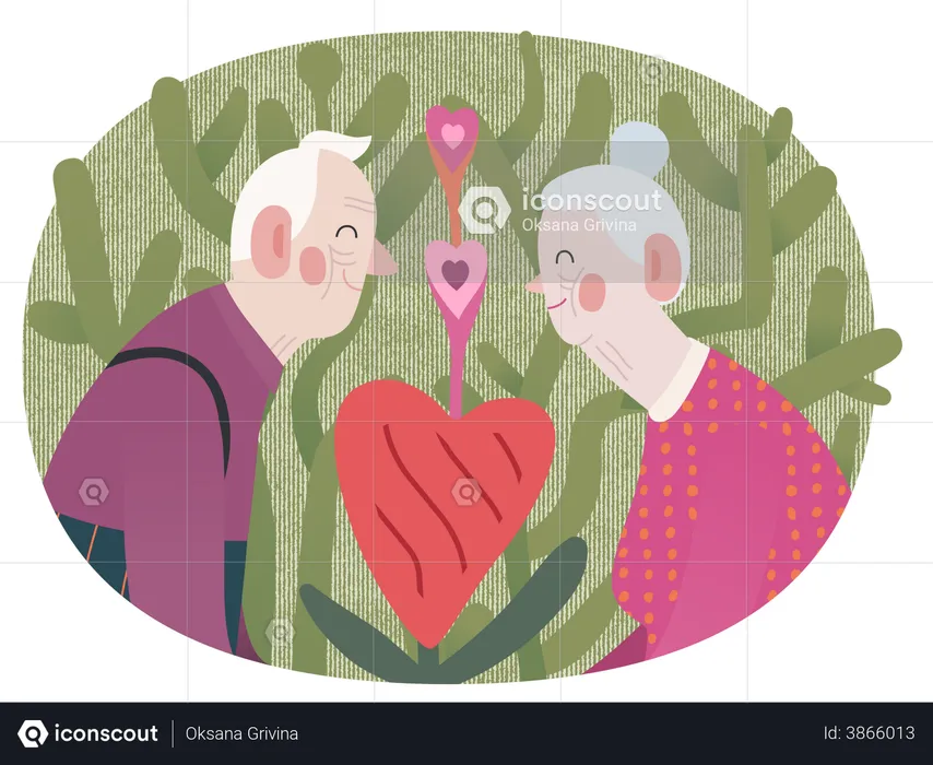 Old Couple on date  Illustration
