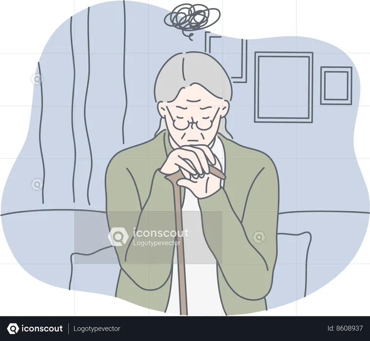 Old lady is nervous  Illustration