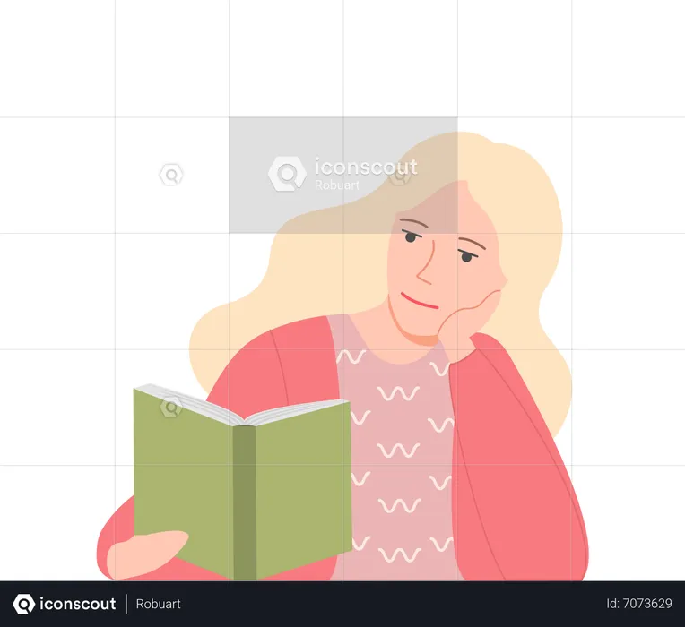Old lady reading book  Illustration