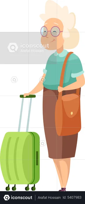 Old lady with bag  Illustration