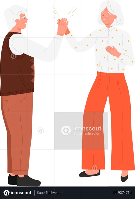 Old man and woman clapping  Illustration