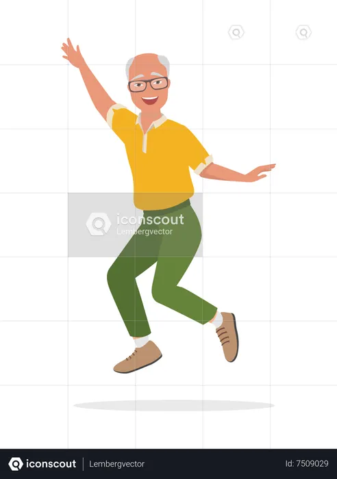 Old man dancing  Illustration