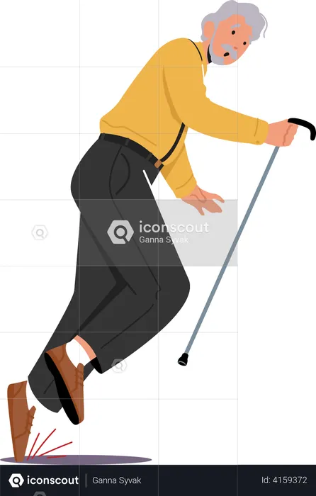 Best Old man falling on the floor Illustration download in PNG & Vector  format