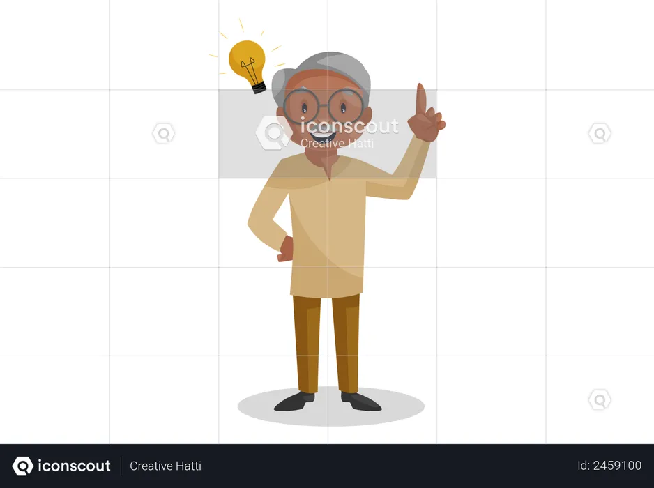 Old man having an idea in mind  Illustration