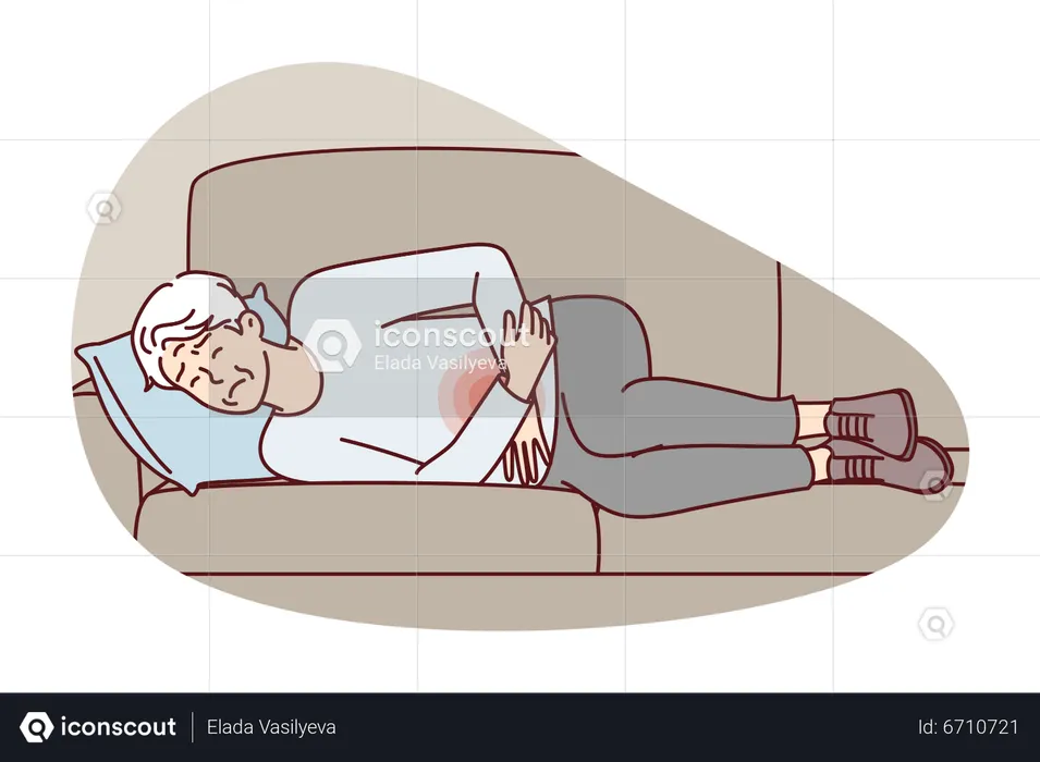 Old man having stomachache  Illustration