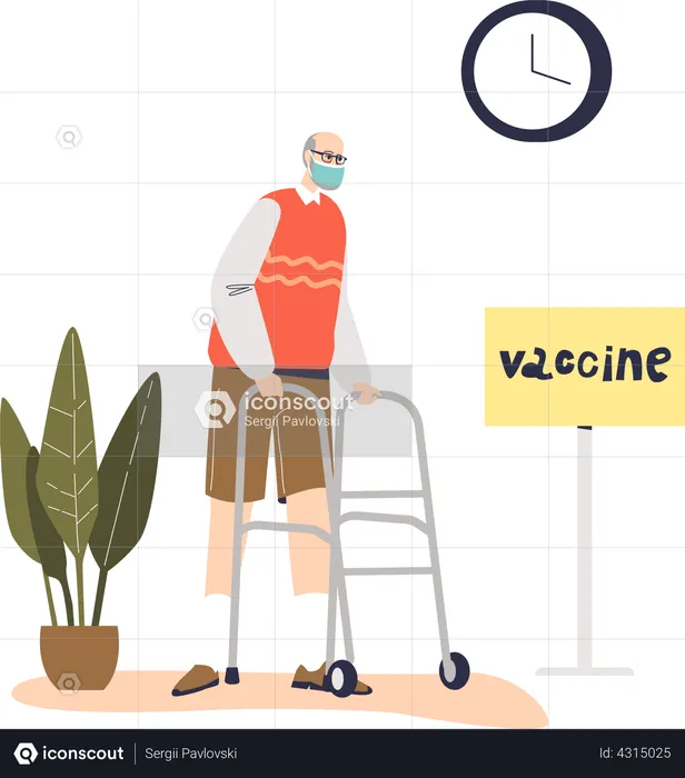 Old man in hospital get vaccinated for corona virus prevention  Illustration