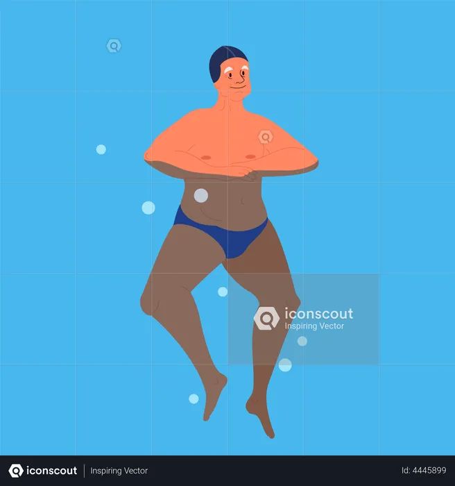 Old man in swimming pool  Illustration