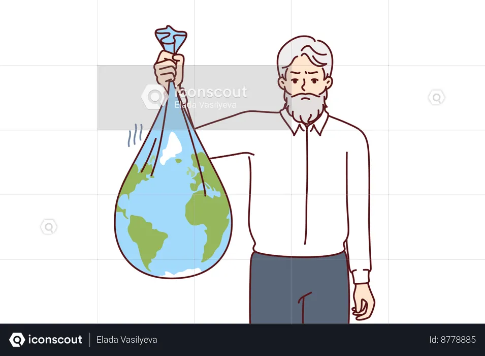 Old man is spreading environmental awareness  Illustration