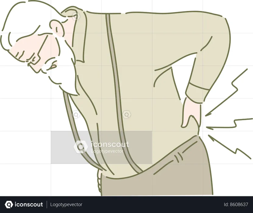 Old man is suffering from backpain  Illustration