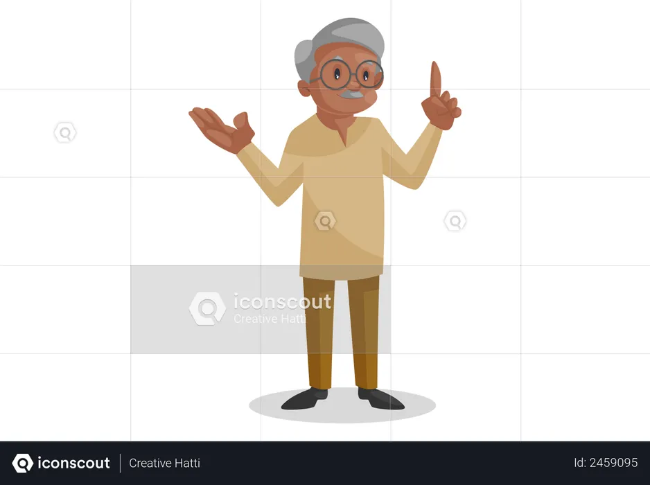 Old man pointing his finger  Illustration