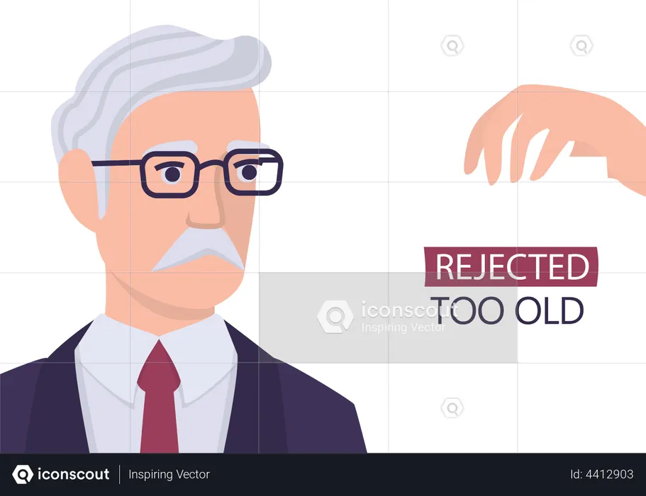 Old man reject for job  Illustration
