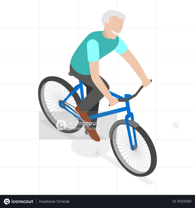 Old man riding bicycle  Illustration