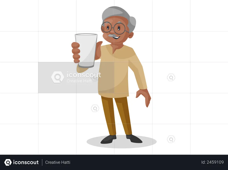 Old man showing Glass  Illustration