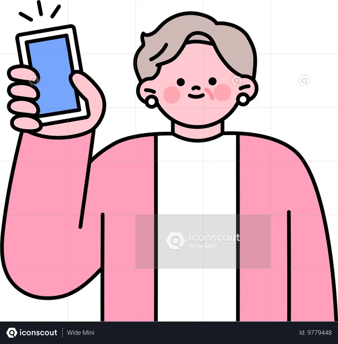 Old man using mobile phone  Illustration