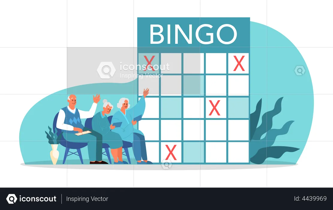 Old people playing bingo  Illustration