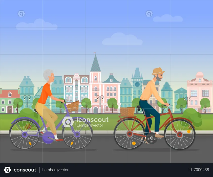 Old people riding cycle  Illustration