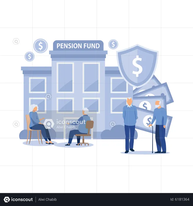 Old People Saving Money from Pension Fund  Illustration