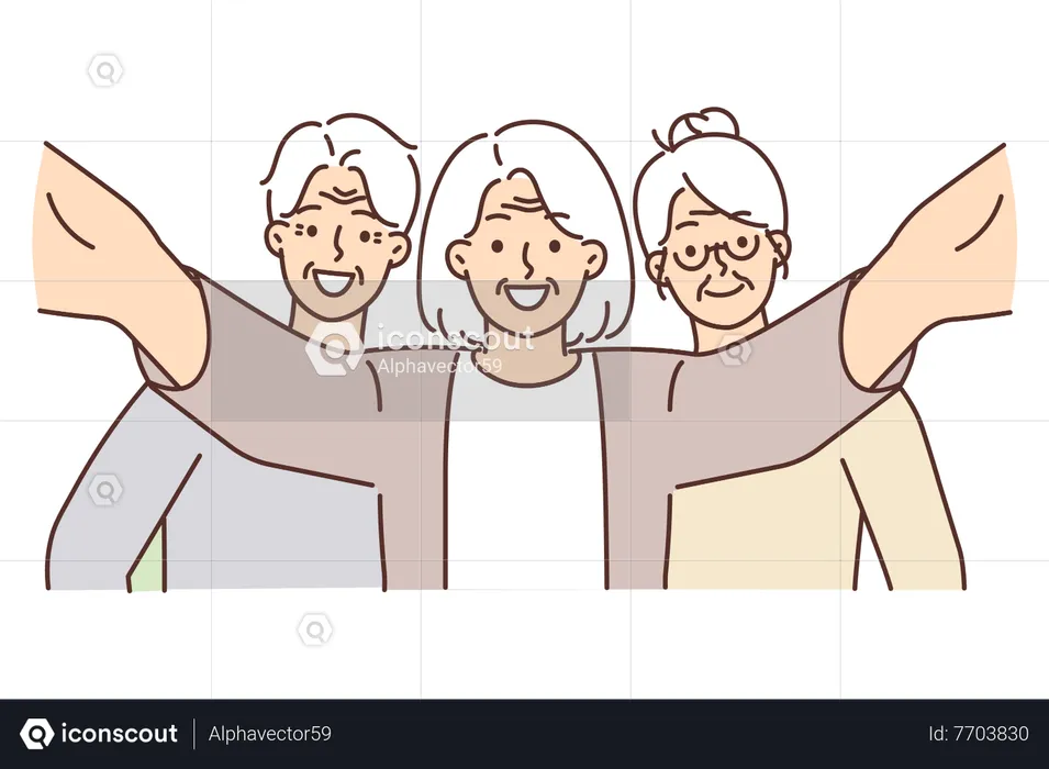 Old people taking photo  Illustration