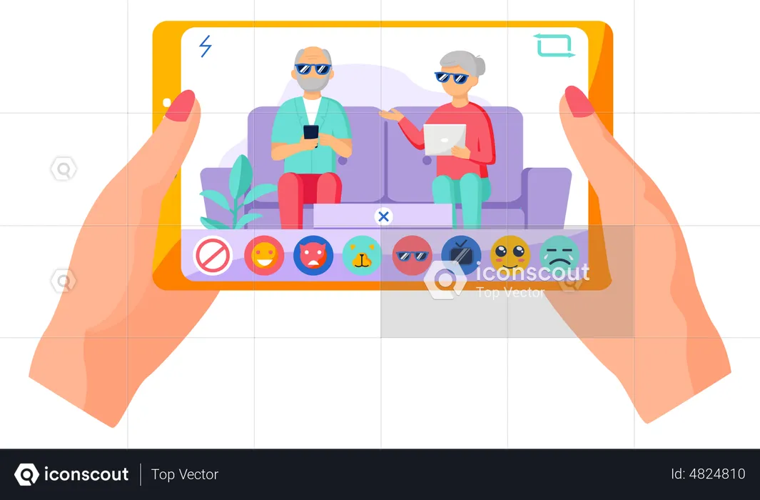 Old people using social media application  Illustration