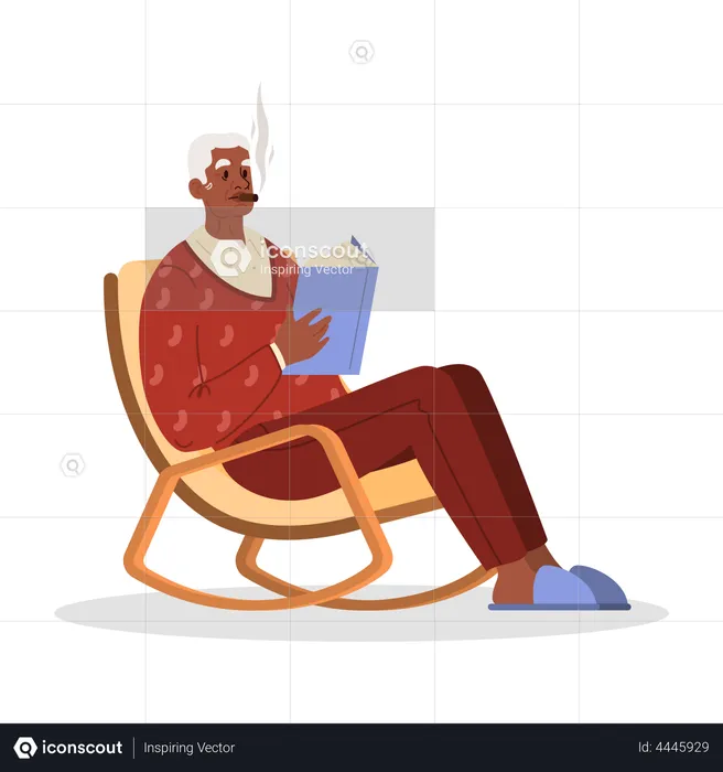 Old person smoking  Illustration