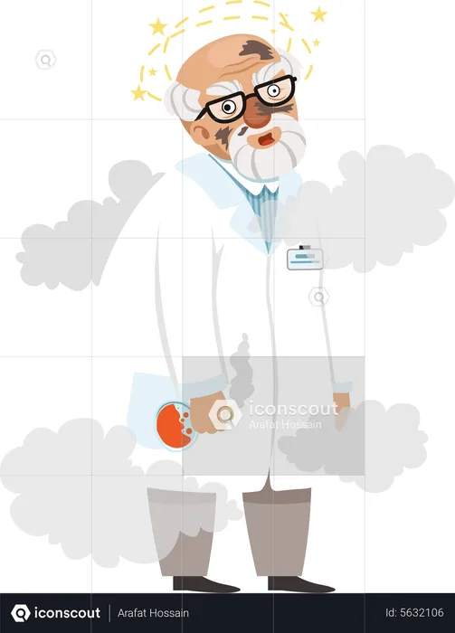 Old Scientist fail in Research  Illustration