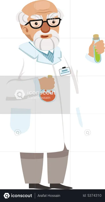 Old scientist research in lab  Illustration