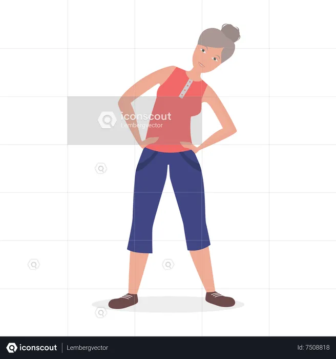 Old Woman doing workout  Illustration