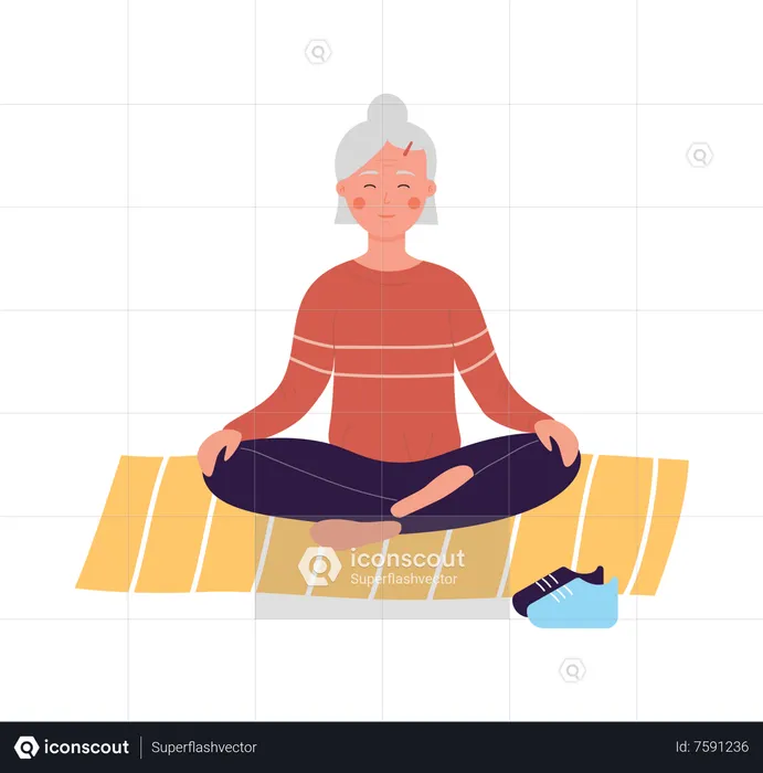 Old woman doing yoga  Illustration