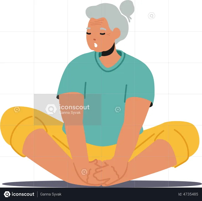 Old woman doing yoga meditation  Illustration