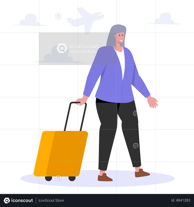 Old woman going on vacation  Illustration