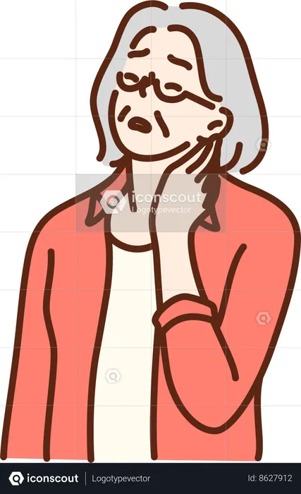 Old woman have neck pain  Illustration