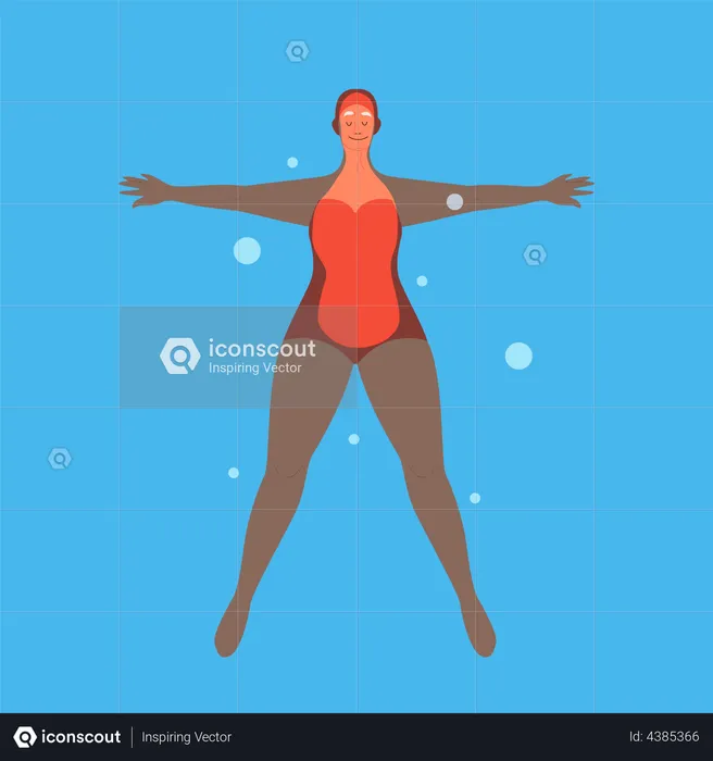 Old woman in swimming pool  Illustration