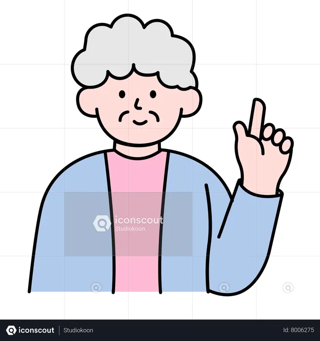 Old Woman Pointing up  Illustration