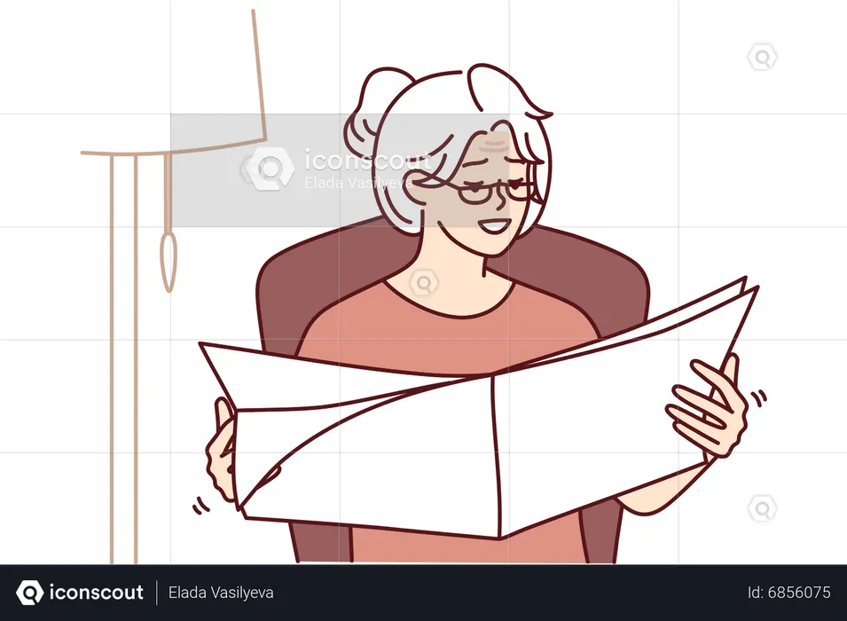 Old woman reading book  Illustration