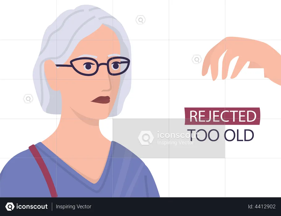 Old woman reject for job  Illustration
