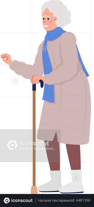 Old woman smiling with gratefulness  Illustration
