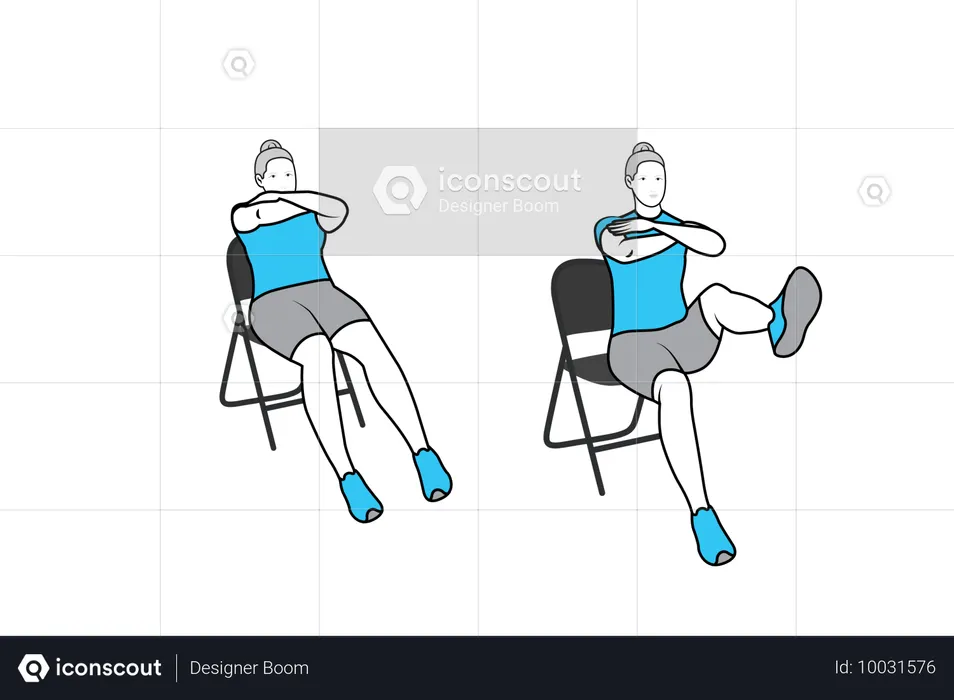 Old women doing chair exercise  Illustration