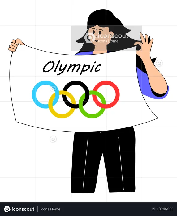 Olympia-Athlet mit olympischer Flagge  Illustration