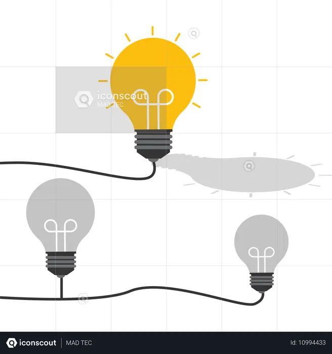 One bulb turn on for Innovative idea  Illustration