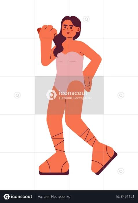 One piece swimsuit young woman posing  Illustration