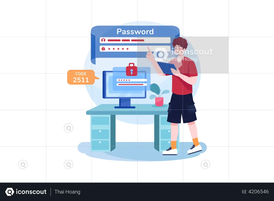 One Time Password security  Illustration