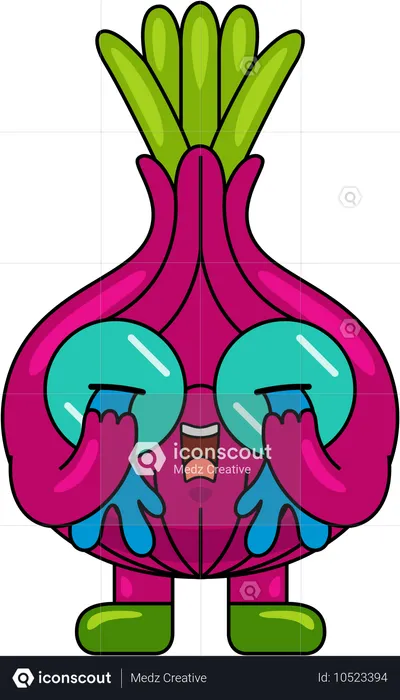 양파 마스코트 캐릭터 울음  일러스트레이션