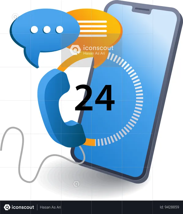Online 24 hours communication  Illustration