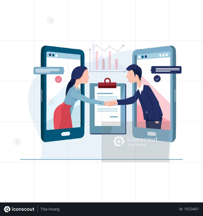Online agreement and deal concept  Illustration